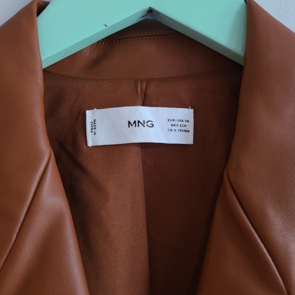 Mango brown faux leather blazer - Picture 6 of 7